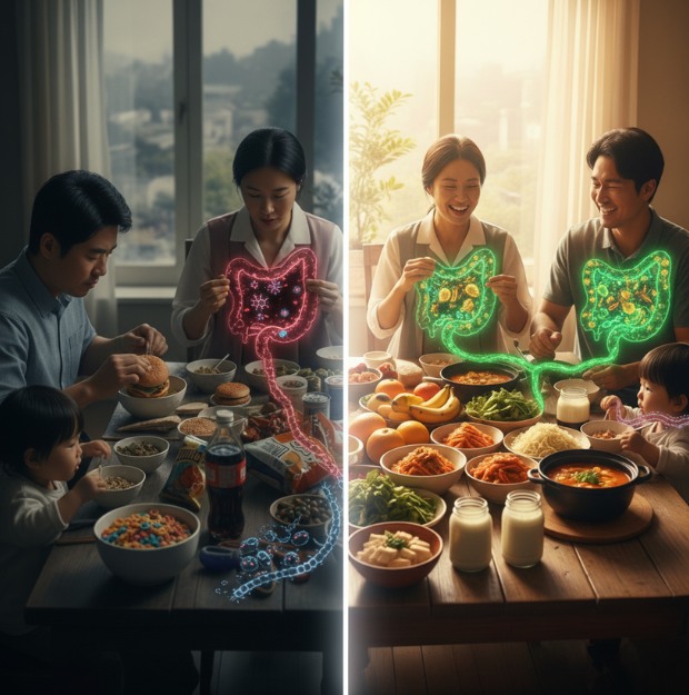 Before-and-after gut health from diet change